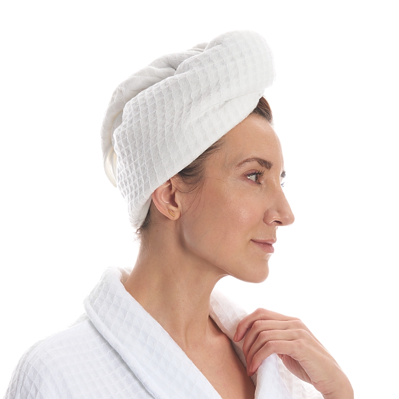 Uchino Waffle Twist Hair Towel In White