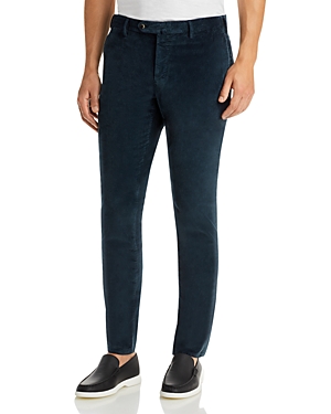 Pt Torino Pt01 Delave Cotton Stretch Corduroy Slim Fit Pants In Navy