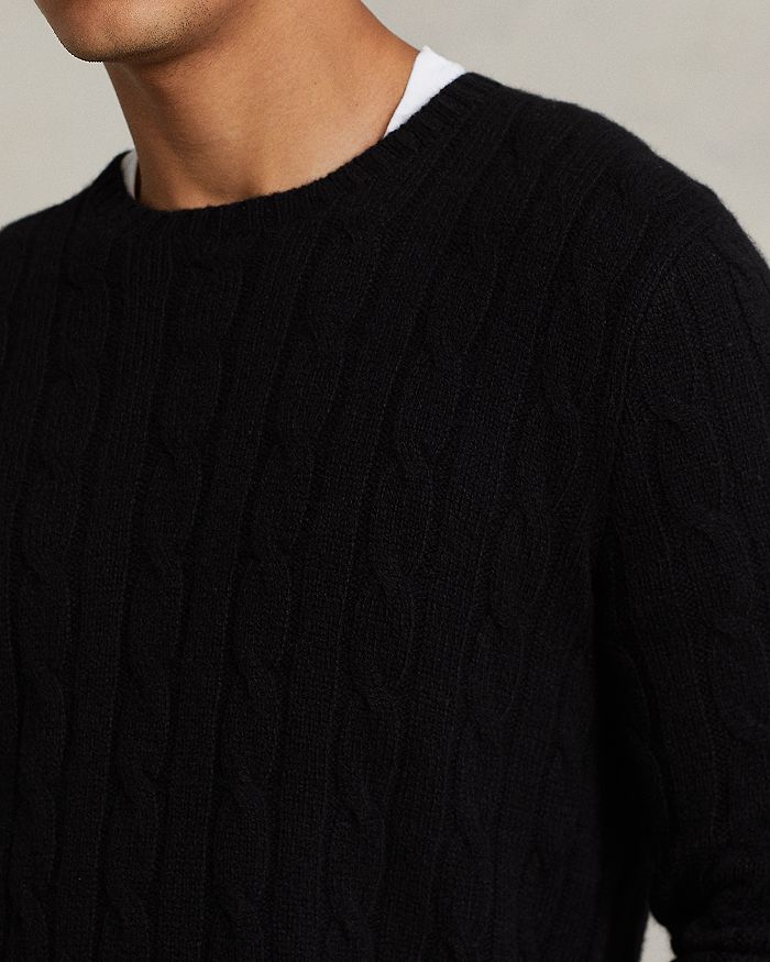 Polo Ralph Lauren Cable Knit Crew Neck Sweater In Polo Black