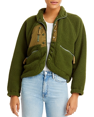Free People Hit The Slopes Fleece Jacket In Army