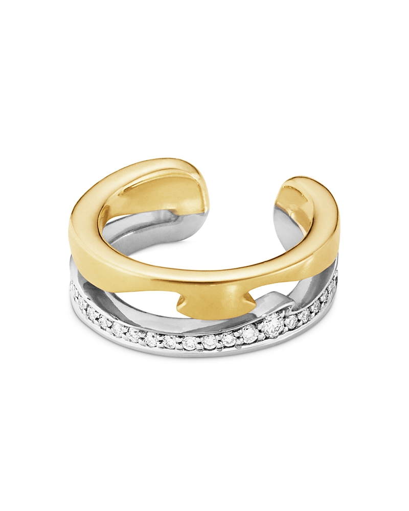 Georg Jensen 18k White & Yellow Gold Fusion Diamond Ear Cuff In White/gold