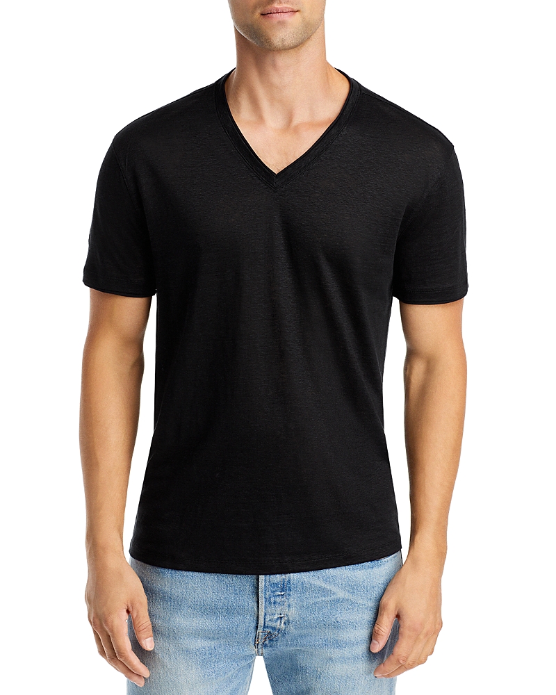 John Varvatos Wooster Slim Fit Linen T-shirt In Black