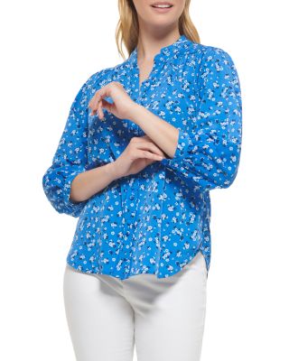 KARL LAGERFELD PARIS Woven Floral Blouse | Bloomingdale's