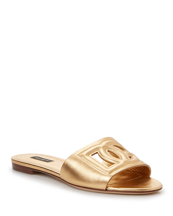 Dolce & Gabbana Women's Cutout Logo Flat Slide Sandals