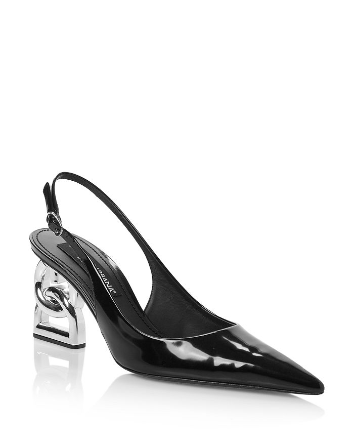 Dolce & Gabbana Women's Logo Heel Slingback Pumps | Bloomingdale's