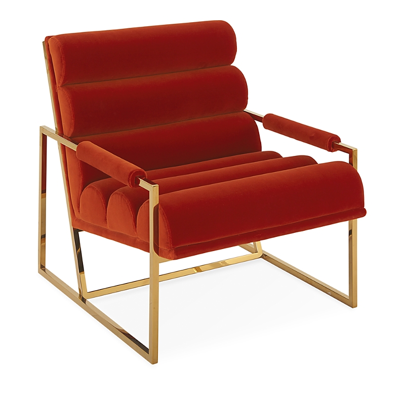Jonathan Adler Channeled Goldfinger Lounge Chair In Medium Red