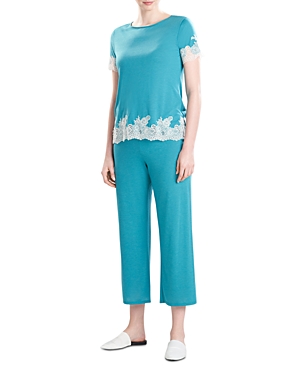 Natori Luxe Shangri-la Tencel™ Short Sleeve Pajamas Set Basics In Heather Vivid Teal