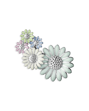 Georg Jensen Sterling Silver Daisy Multicolor Enamel Flower Single Ear Cuff