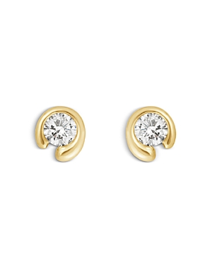 Georg Jensen 18k Yellow Gold 0.20 Ct. Diamond Mercy Stud Earrings In White/gold