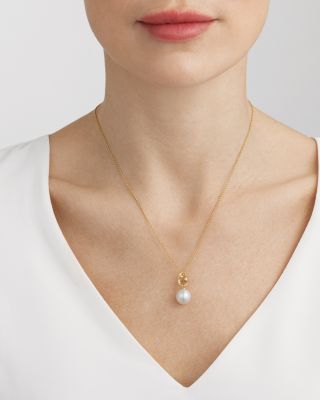 18K Yellow Gold Cultured Pearl & Diamond Magic Pendant Necklace, 17.72"