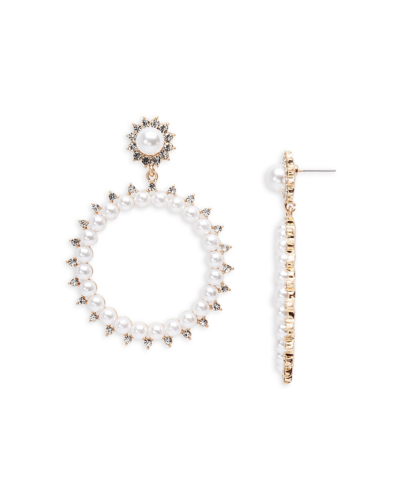 Shop Aqua Circle Drop Earrings - Exclusive In White/gold
