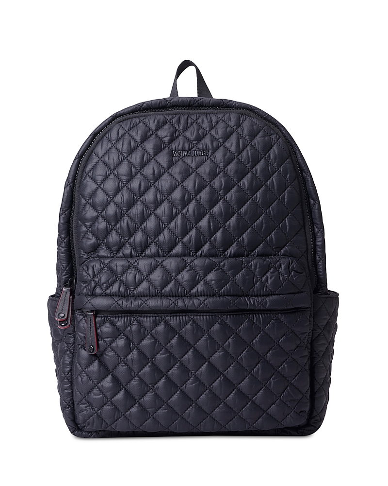 Mz Wallace Metro Deluxe Quilted Nylon Backpack In Black Oxford