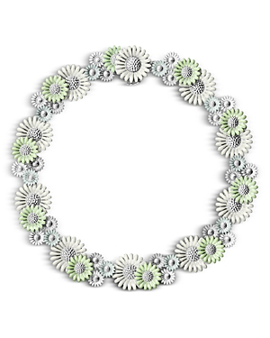 Shop Georg Jensen Sterling Silver Daisy Enamel Bracelet In Green/white