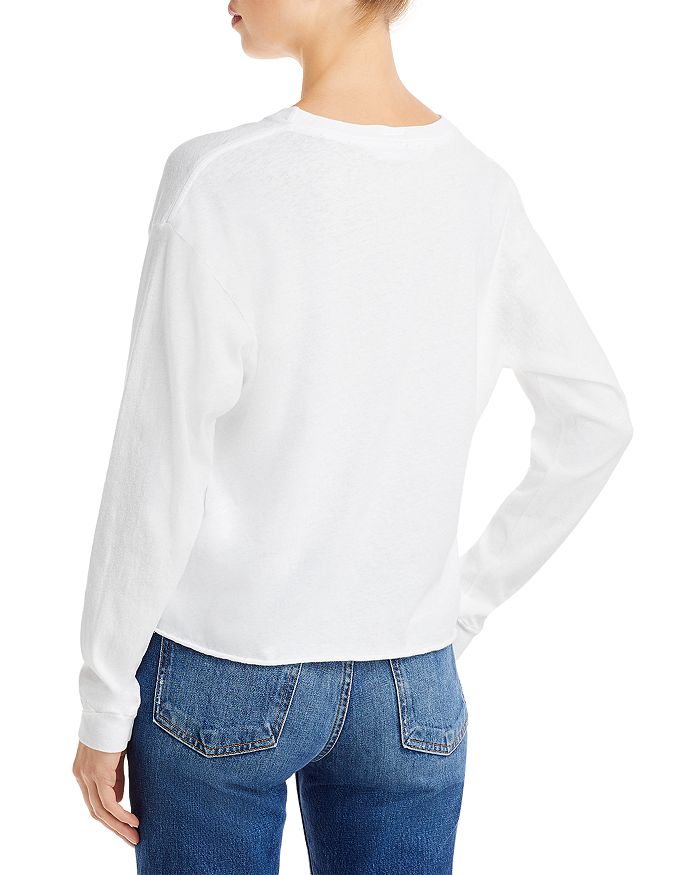 Shop Mother The Long Sleeve Slouchy Cut Off Tee In Bright White