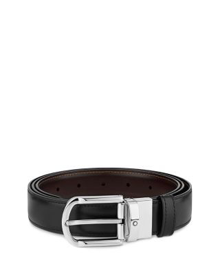 Men's Shiny Palladium-Coated Reversible Leather Belt