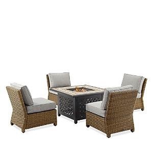Sparrow & Wren Bradenton 5 Piece Outdoor Wicker Conversation Set With Fire Table In Gray