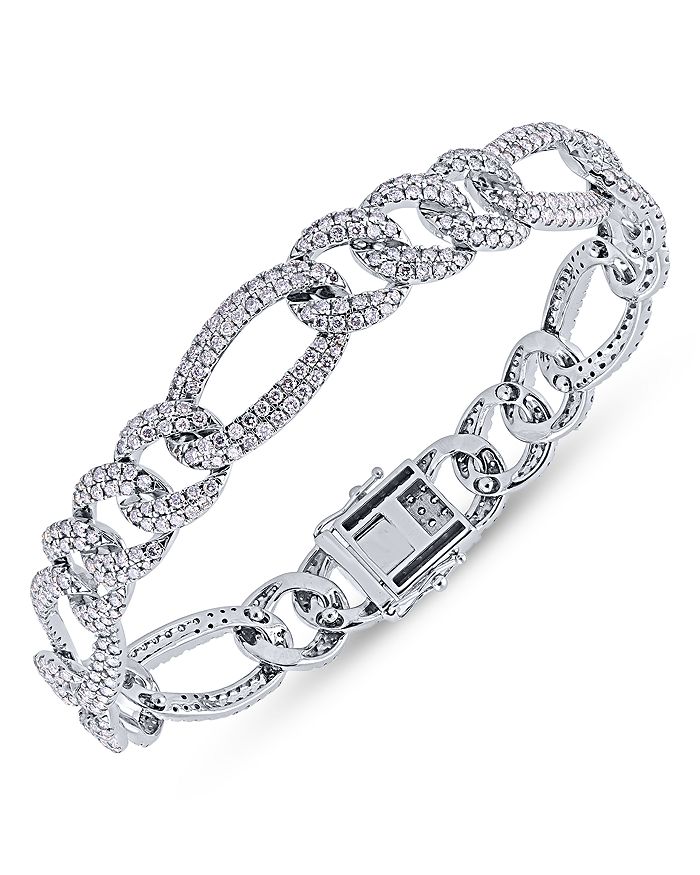 Bloomingdale's Men's Diamond Cuban Link Bracelet in 14K White Gold, 8.0