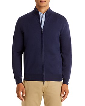 Canali - Navy Merino Full Zip Sweater