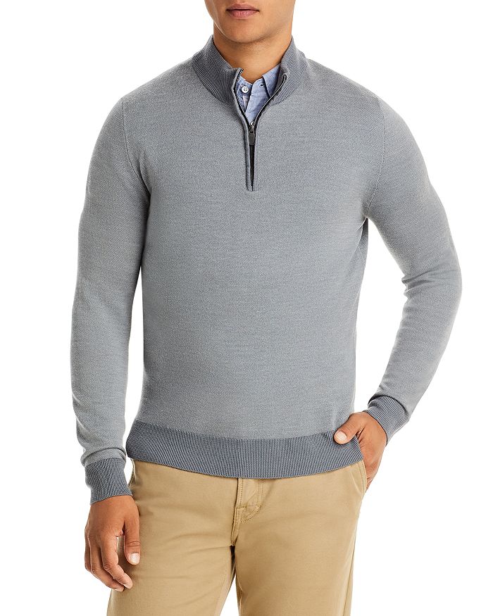 Canali Gray Quarter Zip Sweater | Bloomingdale's