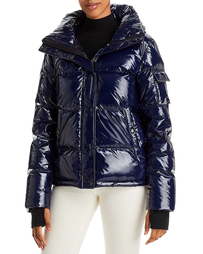 S13 Women'S Ella Glossy Puffer Jacket - Blue - Size XS for Women