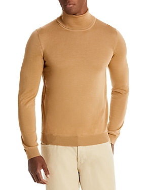 Shop Hugo Boss Musso-p Slim Fit Turtleneck Sweater In Medium Beige