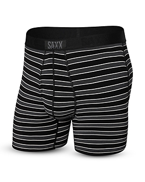 Saxx Ultra Super Soft Relaxed Fit Boxer Briefs In Black Crew Stripe