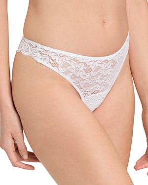 Shop Hanro Luxury Moments Lace Thong In White