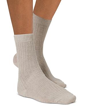 Hanro Rib-knit Crew Socks In Pumice