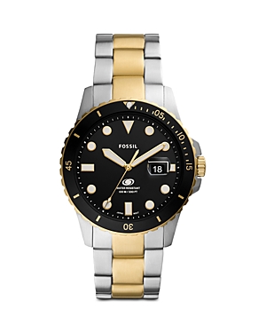 Fossil Blue Two-tone Stainless Steel Bracelet Watch, 42mm In Black/two Tone