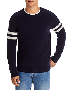 The Men's Store At Bloomingdale's Cashmere Striped Sleeves Sweater In Navy Snow