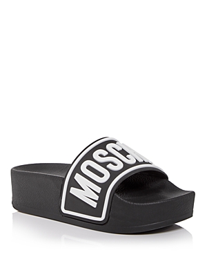 Moschino Women's Platform Logo Slide Sandals