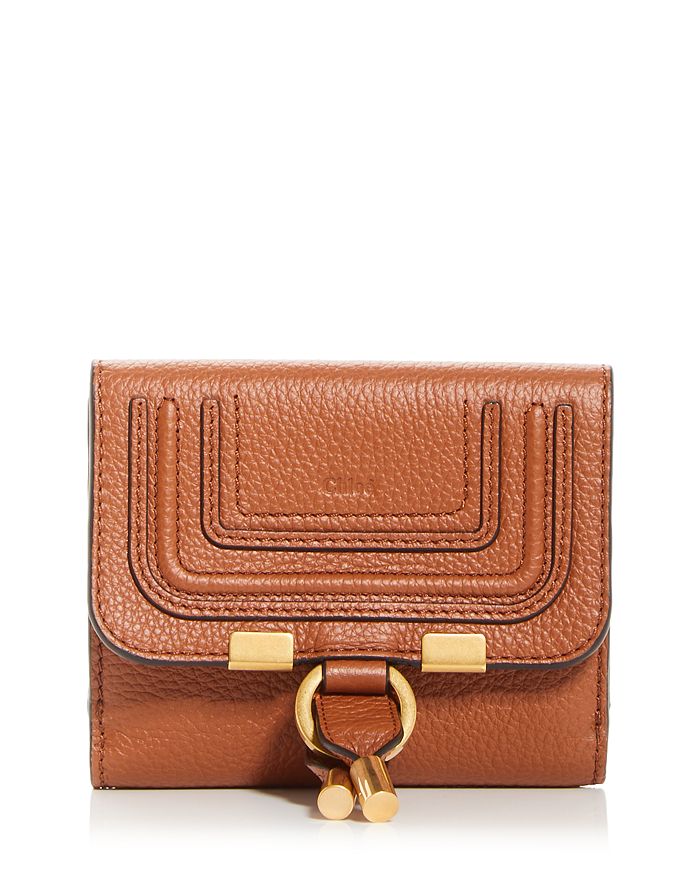 Chloé Marcie Square Leather Wallet Tan
