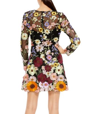 Embroidered Mesh A Line Dress