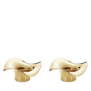Georg Jensen Golden Stainless Steel Cobra Tealight Holders, Set Of 2 In Gold