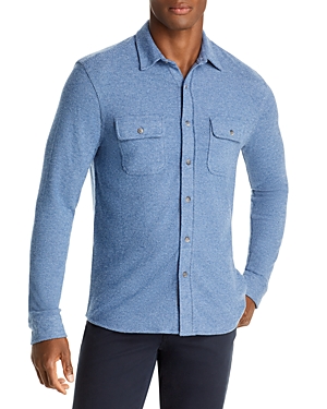 Shop Faherty Legend Textured Shirt In Glacier Blue Twill