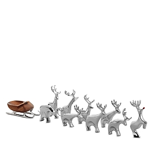 Nambe Mini Reindeer 10-piece Set In Silver