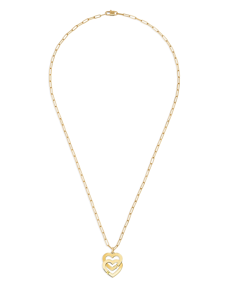 Dinh Van 18k Yellow Gold Double Coeurs Heart Pendant Necklace, 17.7 In Gold