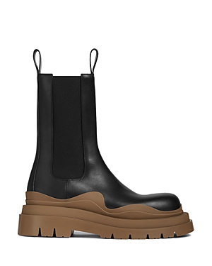 Bottega Veneta Tire Contrasting-panel Ankle Boots In Black/truffle