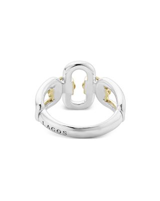 18K Yellow & Sterling Silver Signature Caviar Oval Link Ring