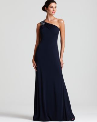 David Meister One Shoulder Dress