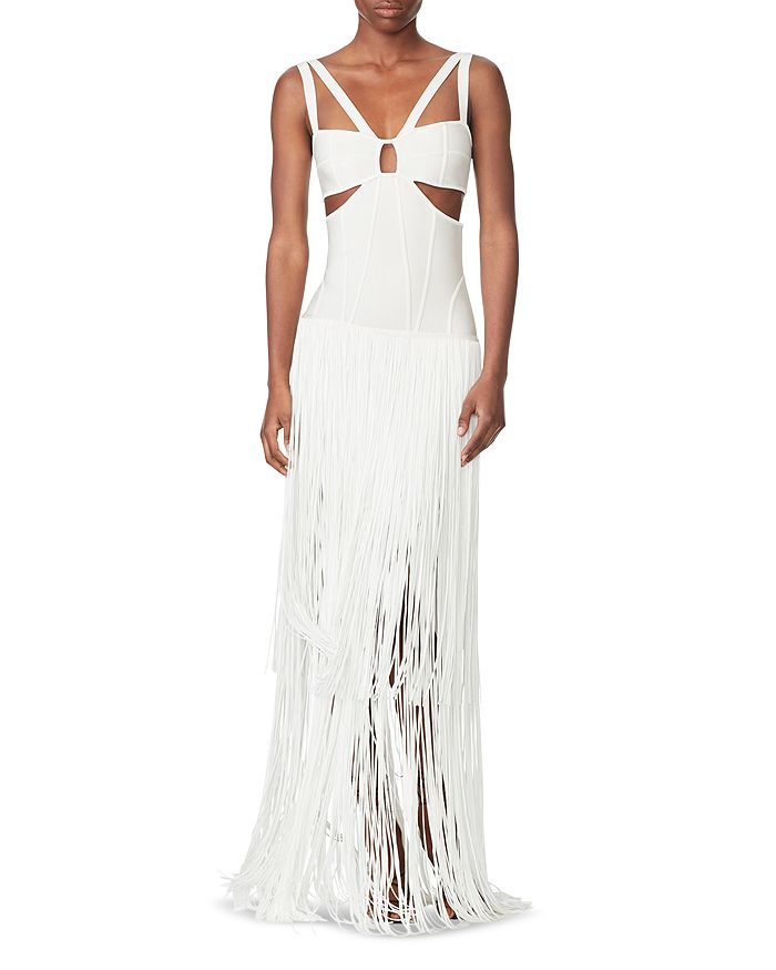 Bloomingdales Women Clothing Dresses Evening dresses Strappy Cutout Fringe Gown 