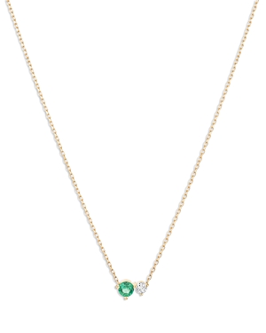Adina Reyter 14k Yellow Gold Emerald + Diamond Pendant Necklace, 15-16 In Green/gold