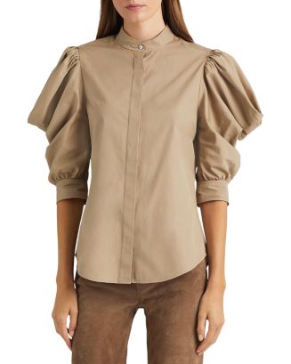 Olive Animal Print L/S Button Front Shirt