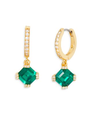 Kate Spade Drop Huggie Hoop Earrings In Green/gold | ModeSens