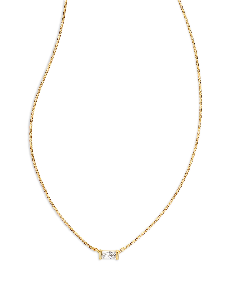 KENDRA SCOTT JULIETTE BAGUETTE CUBIC ZIRCONIA ADJUSTABLE PENDANT NECKLACE IN 14K GOLD PLATED, 19
