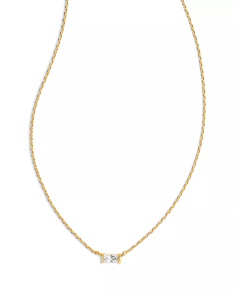 Kendra Scott Juliette Baguette Cubic Zirconia Adjustable Pendant Necklace in 14K Gold Plated, 19