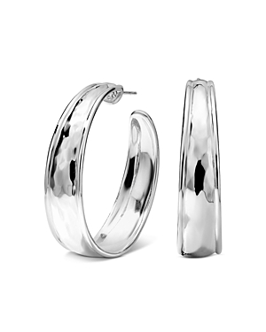 IPPOLITA STERLING SILVER CLASSICO HAMMERED MEDIUM HOOP EARRINGS