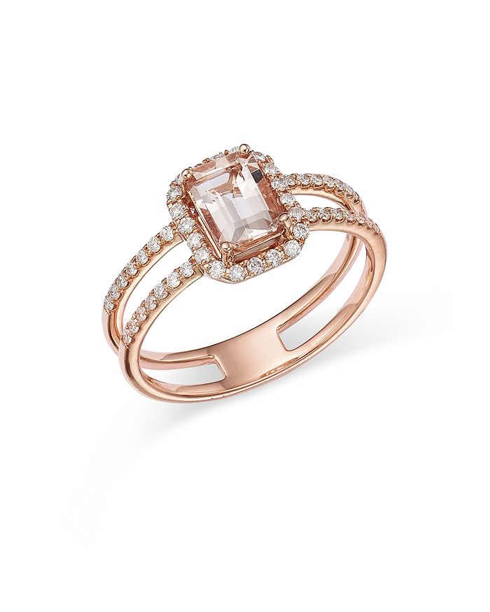 Bloomingdale's - Morganite & Diamond Double Row Ring in 14K Rose Gold - 100% Exclusive