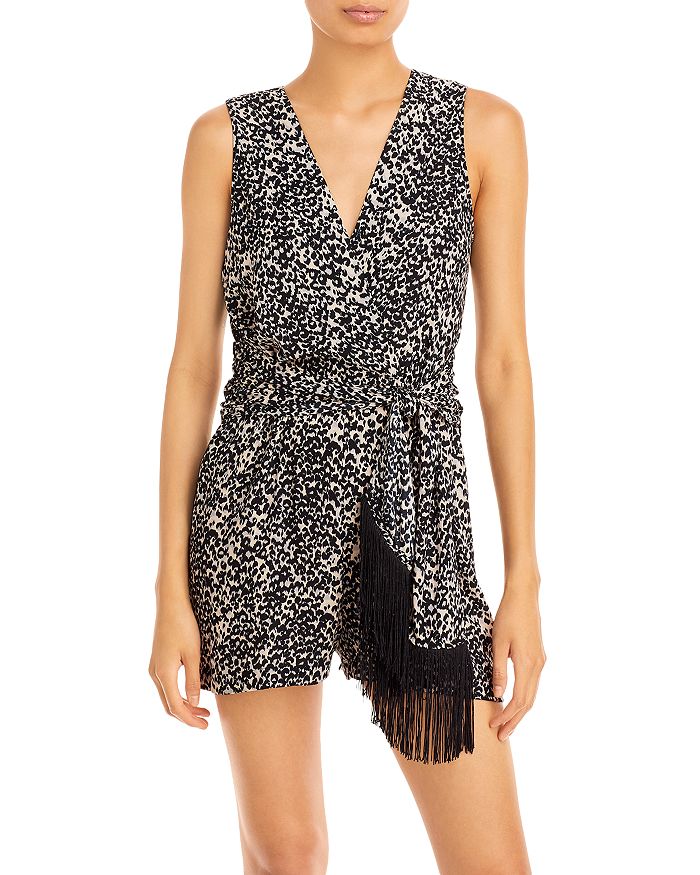 BCBGMAXAZRIA Sleeveless Tie Belt Romper Bloomingdale's