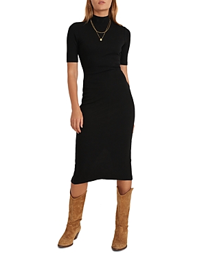 Marine Layer Lexi Mock Neck Midi Dress In Black